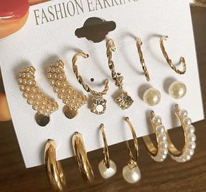 Earring Set - Gold Hoops &amp; Pearl Accents