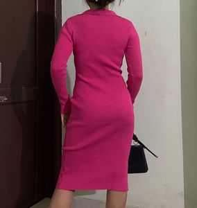 Pink Knit Bodycon Dress