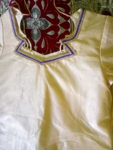 Gliter Kurta Top Cream Colour Half Sleeves