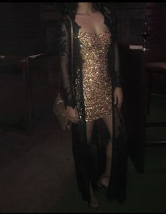 Gold Sequin Padded Mini Dress