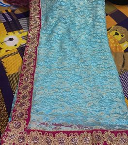 Elegant Blue Embellished Saree