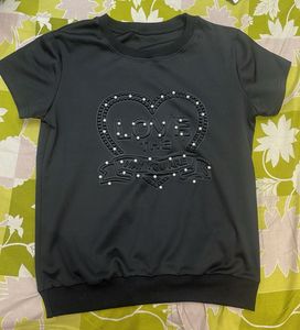 Black 'Love' Embellished T-shirt