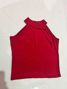 Casual Red Halter Neck Summer Top