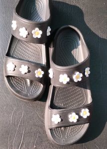 Floral Black Sandals wedges
