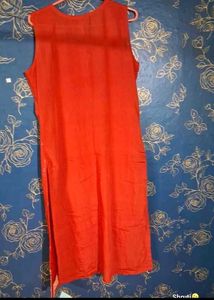 Orange Embroidered Kurti