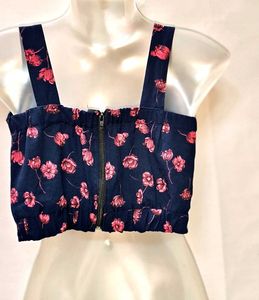 🆕Foral Padded Corset/ Crop Design Blue Top