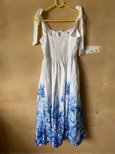 Tie Up Sleeve Bottom Printed Dress