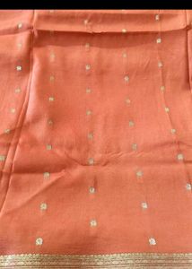 Elegant Peach Saree with Gold Border