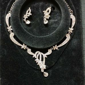 Necklace 🧣 Earring Silver Stone