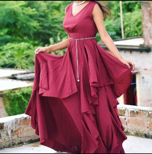 Elegant Maroon Maxi Dress