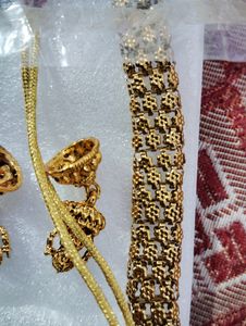 Gold Plated Long Thik Chain Necklace Set