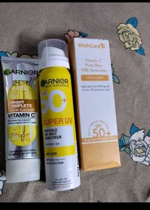 Combo Garnier Or Wishcare Sunscreen With Cleanser