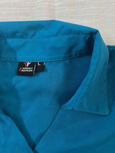 Teal Button-Up Blouse - Size L