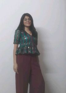 Sequin Ethnic Custom Peplum Top