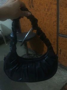 Black Ruched Handle Bag