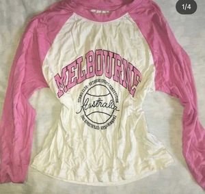 white pink Colourblocked full sleeves top