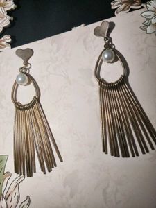 Pearl Drop Tassel Earrings