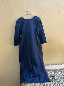 Aaboli Navy Blue Long Kurta with Red Embroidery