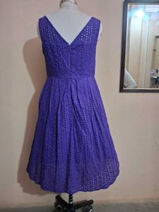 Cut Out Purple Dress With Pockets On Both Sides