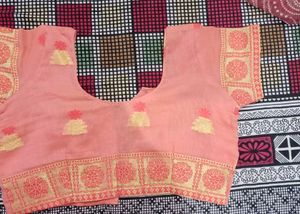 Peach Banarasi Saree