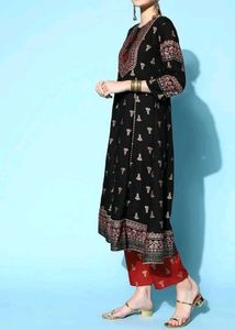 Ethnic Black And Red Anarkali Kurta Set