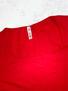 Red Long Sleeve Crop Top