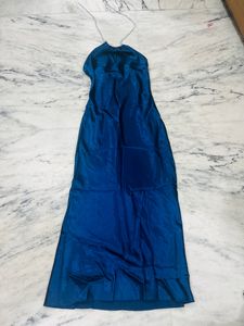 Halter Neck Backless Satin Midi Dress