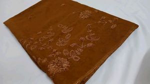 Coffee Brown Saree with Sequin Embroidery