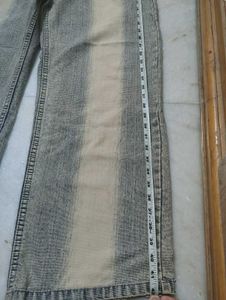 Washed effect Blue And Cream Denim Jeans