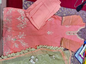 Peach Embroidered Salwar Kameez Set