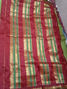 Green & Gold  Maroon Handloom Saree
