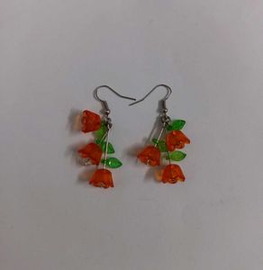 Handmade Lily of the Valley Earrings - Orange