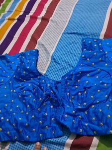 Blue &amp; Gold Embellished Blouse