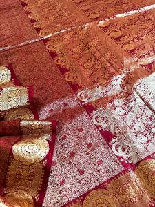 100% Pure Silk Red Kanjivaram Saree