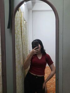 Maroon V-Neck Tee