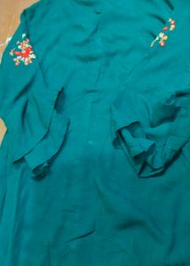 Embroidered Teal Tunic Top