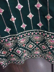 Dark Green Kurta With Plazo And Dupatta