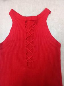Red Lace-Up Tank Top