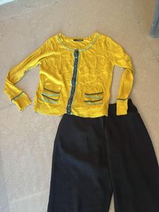 Yellow Top &amp; Black Pants Set