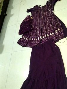 Purple Embroidered Anarkali Suit