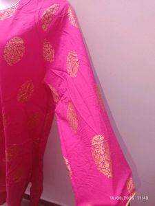 New Unused Xxl Pink Printed Kurta