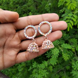 Trendy Rose Gold Earrings - Jhumka