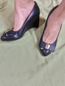 Black Wedge Heel Pumps