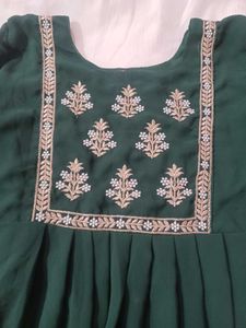 Emerald Green Embroidered Dress