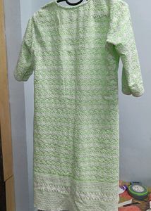 Queen Shield Light Green Chikankari Kurta/ Size: XL