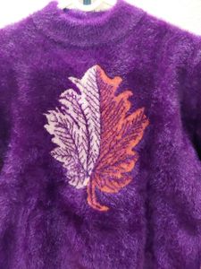 womens imported purple fuzzy sweater/sweatshirt