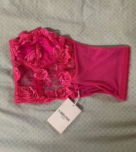 Urbanic Floral Lace Corset Tube Top