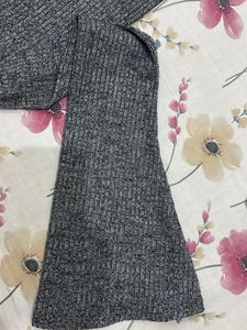 Gray Ribbed Knit Turtleneck
