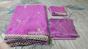 heavy beautiful purple sari with blouse and pettic