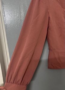 Elegant Peach Square Neck Top